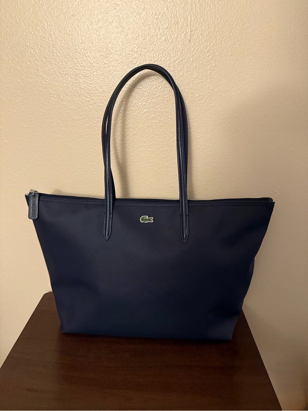 Lacoste Navy Blue Logo Tote Bag